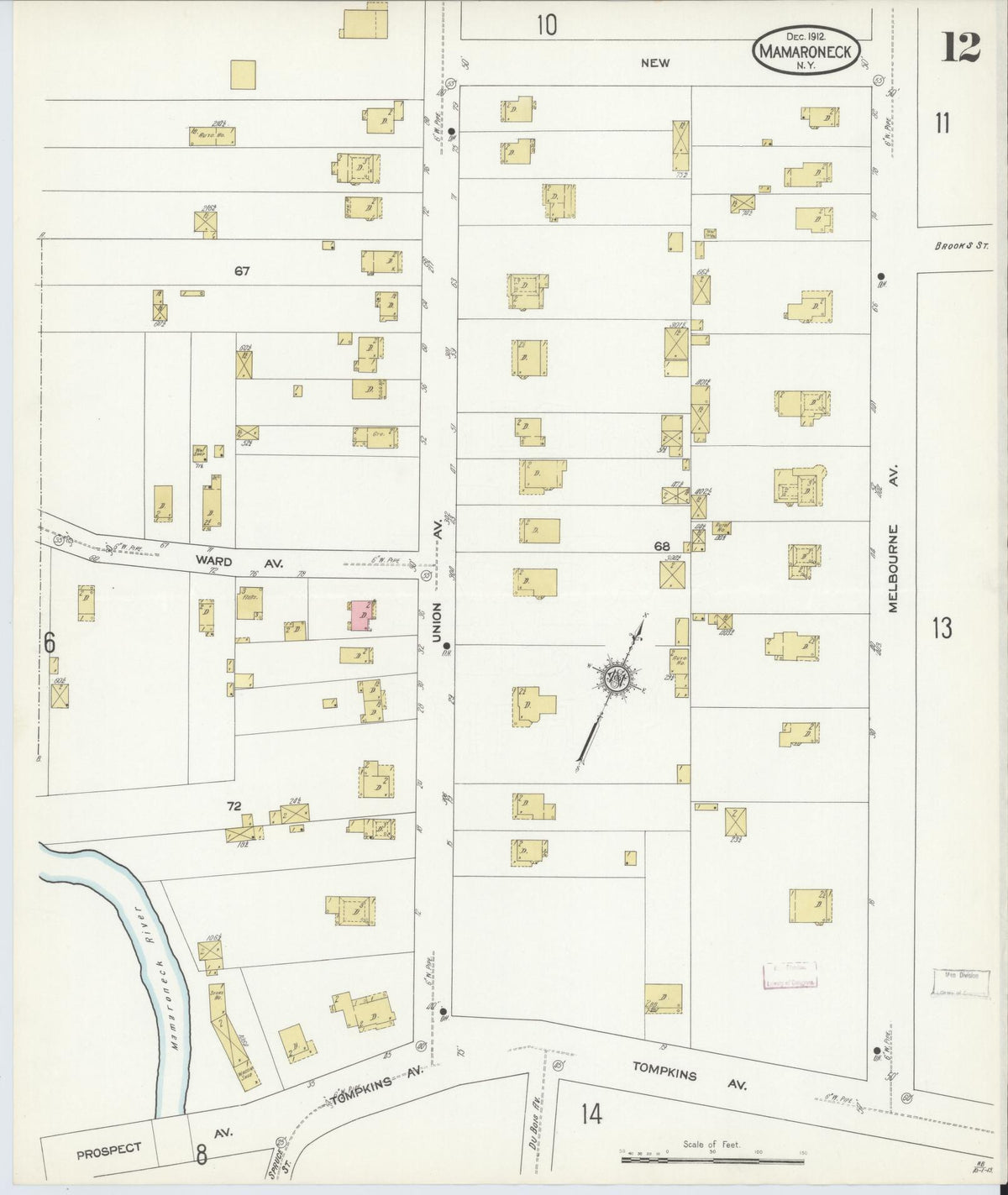 Sanborn Fire Insurance Map from Mamaroneck, Westchester County, New York (1912), Sheet #0011 - Complete Map Set gallery image, historic Sanborn map, vintage wall art, New York New York