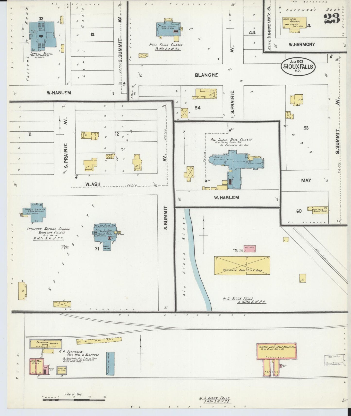 Sanborn Fire Insurance Map from Sioux Falls, Minnehaha County, South Dakota (1902), Sheet #0023 - Historic Sanborn Fire Insurance Map Print, vintage old map wall art, antique decor, genealogy gift, South Dakota South Dakota map