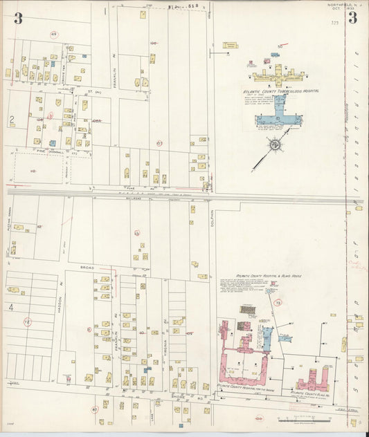 Sanborn Fire Insurance Map from Northfield, Atlantic County, New Jersey (1942), Sheet #0003 - Historic Sanborn Fire Insurance Map Print, vintage old map wall art, antique decor, genealogy gift, New Jersey New Jersey map