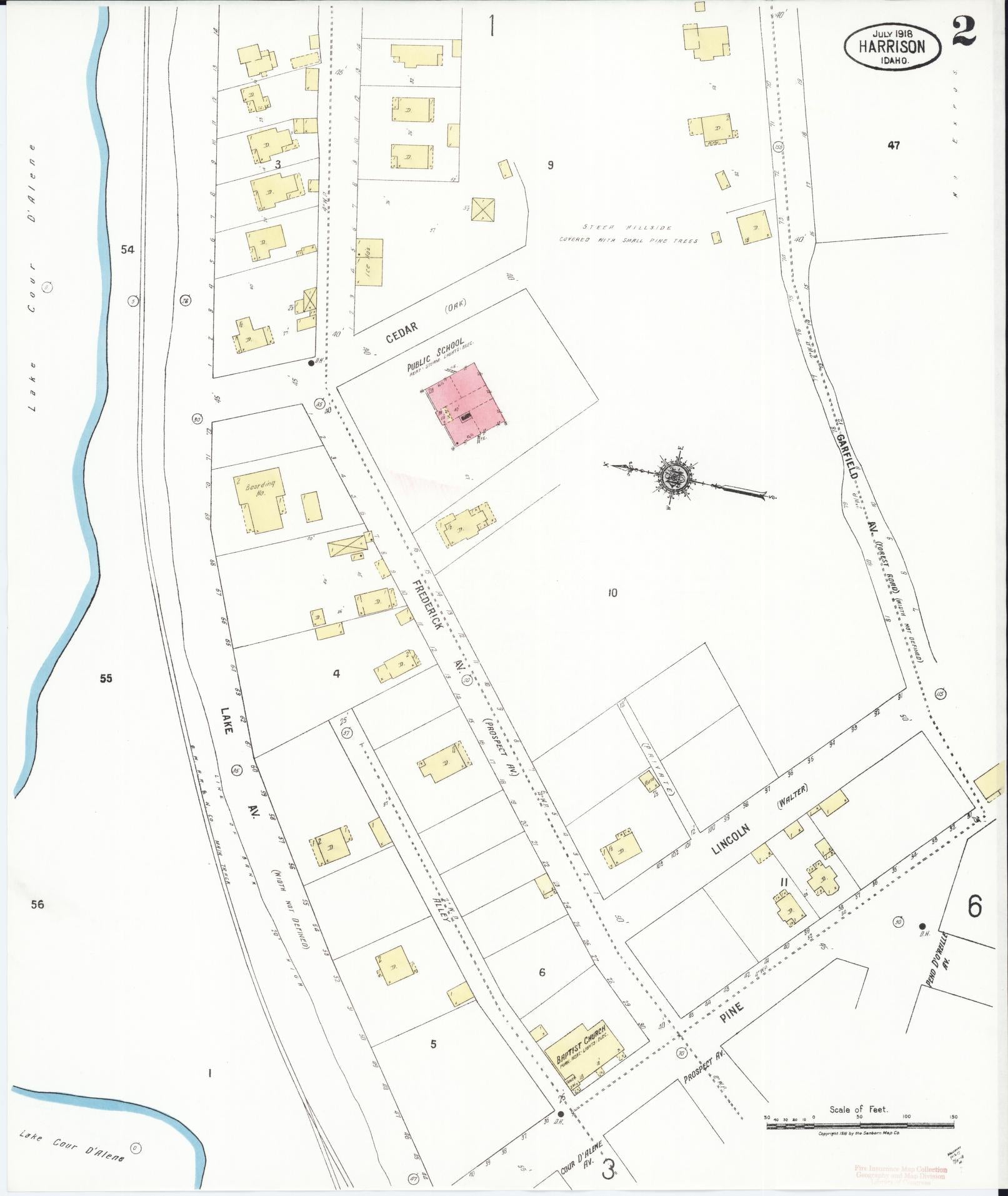 Sanborn Fire Insurance Map from Harrison, Kootenai County, Idaho (1918), Sheet #0002 - Complete Map Set gallery image, historic Sanborn map, vintage wall art, Idaho Idaho