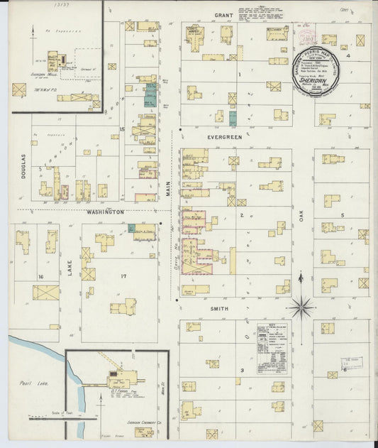 Sanborn Fire Insurance Map from Sheridan, Montcalm County, Michigan (1896), Sheet #0001 - Historic Sanborn Fire Insurance Map Print, vintage old map wall art, antique decor, genealogy gift, Michigan Michigan map