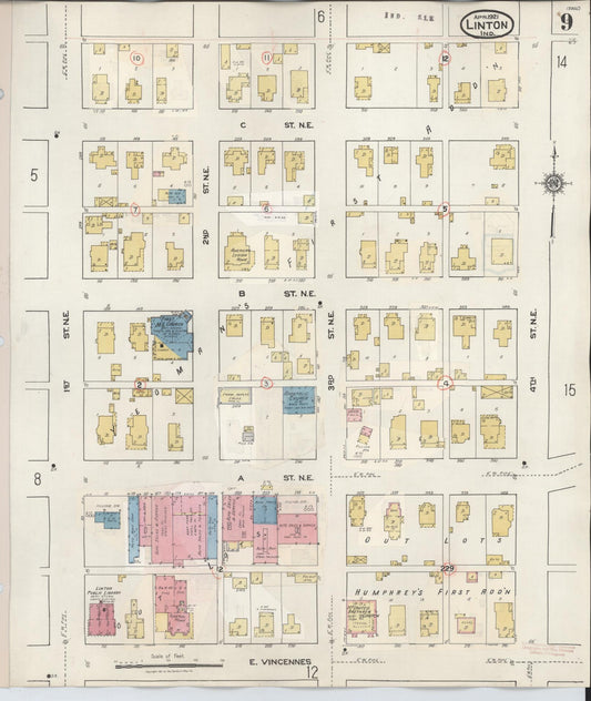Sanborn Fire Insurance Map from Linton, Greene County, Indiana (1948), Sheet #0009 - Historic Sanborn Fire Insurance Map Print, vintage old map wall art, antique decor, genealogy gift, Indiana Indiana map