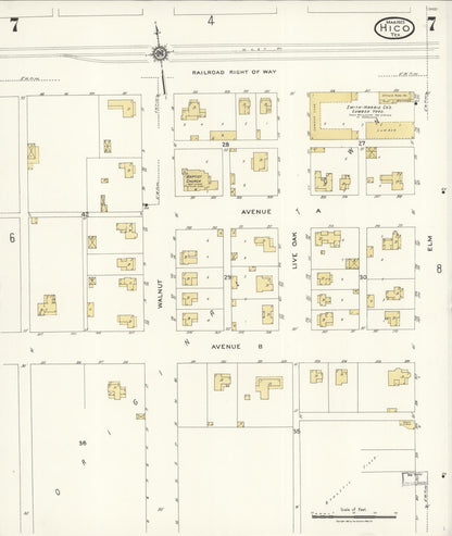 Sanborn Fire Insurance Map from Hico, Hamilton County, Texas (1923), Sheet #0007 - Complete Map Set gallery image, historic Sanborn map, vintage wall art, Texas Texas