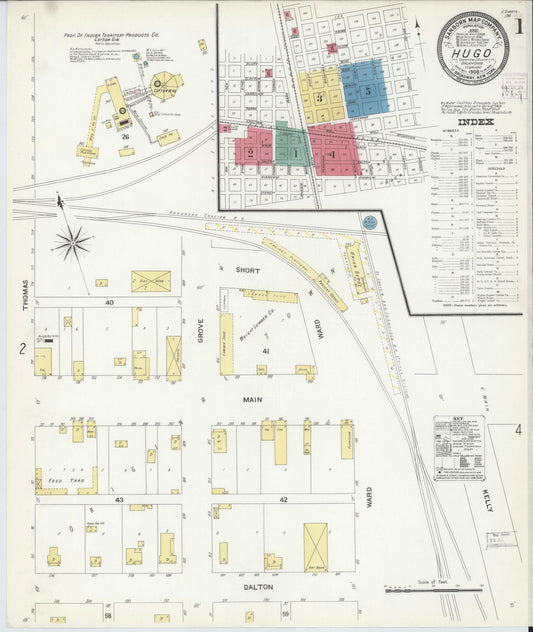Sanborn Fire Insurance Map from Hugo, Choctaw County, Oklahoma. (1908) – Historic Sanborn Fire Insurance Map Print