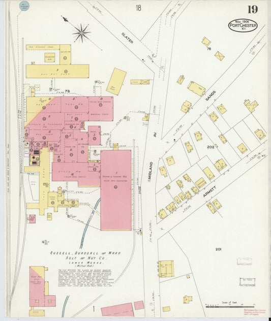 Sanborn Fire Insurance Map from Port Chester, Westchester County, New York (1908), Sheet #0019 - Historic Sanborn Fire Insurance Map Print, vintage old map wall art, antique decor, genealogy gift, New York New York map
