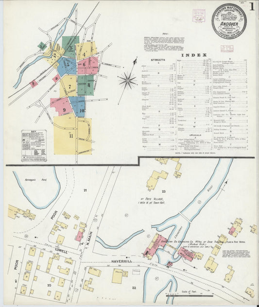 Sanborn Fire Insurance Map from Andover, Essex County, Massachusetts. (1906) – Historic Sanborn Fire Insurance Map Print