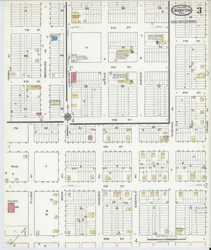 Sanborn Fire Insurance Map from Crosbyton, Crosby County, Texas (1921), Sheet #0003 - Complete Map Set gallery image, historic Sanborn map, vintage wall art, Texas Texas