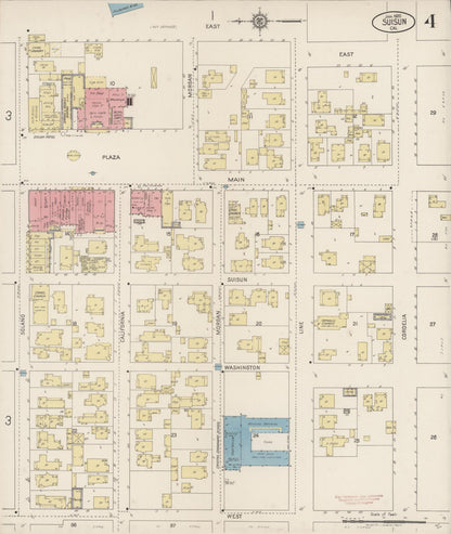 Sanborn Fire Insurance Map from Suisun, Solano County, California (1920), Sheet #0004 - Complete Map Set gallery image, historic Sanborn map, vintage wall art, California California