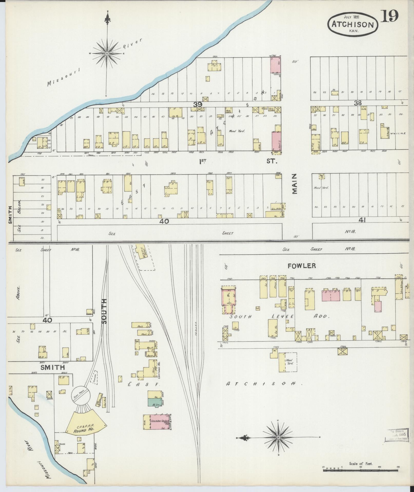 Sanborn Fire Insurance Map from Atchison, Atchison County, Kansas (1891), Sheet #0019 - Complete Map Set gallery image, historic Sanborn map, vintage wall art, Kansas Kansas