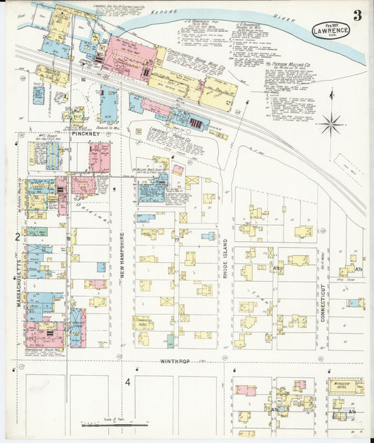 Sanborn Fire Insurance Map from Lawrence, Douglas County, Kansas (1897), Sheet #0003 - Historic Sanborn Fire Insurance Map Print, vintage old map wall art, antique decor, genealogy gift, Kansas Kansas map