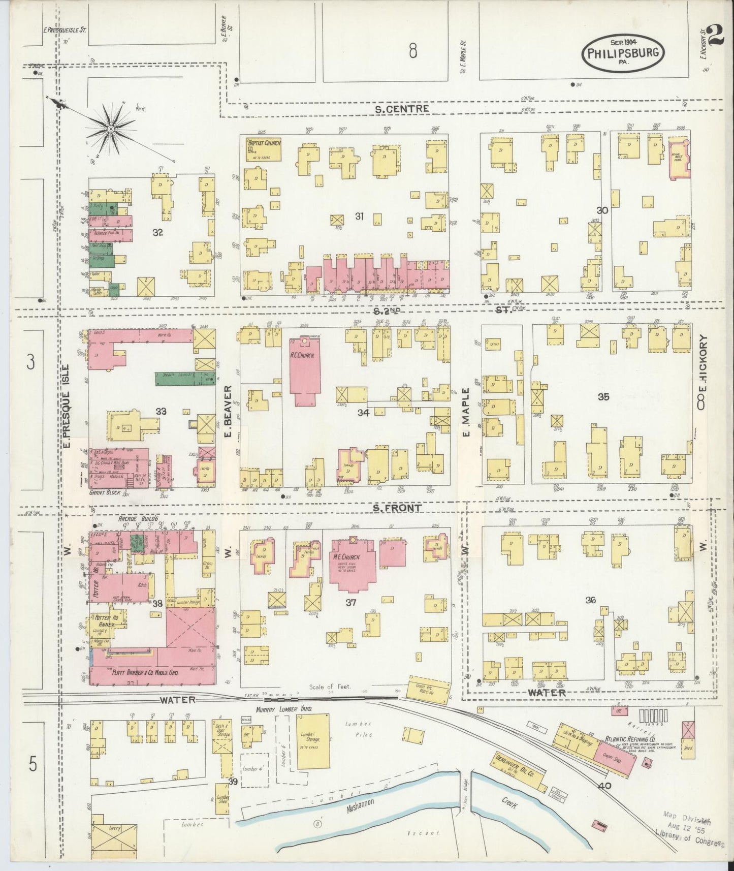 Sanborn Fire Insurance Map from Philipsburg, Centre County, Pennsylvania (1904), Sheet #0002 - Complete Map Set gallery image, historic Sanborn map, vintage wall art, Pennsylvania Pennsylvania