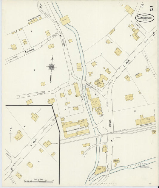 Sanborn Fire Insurance Map from Tannersville, Greene County, New York (1912), Sheet #0005 - Historic Sanborn Fire Insurance Map Print, vintage old map wall art, antique decor, genealogy gift, New York New York map