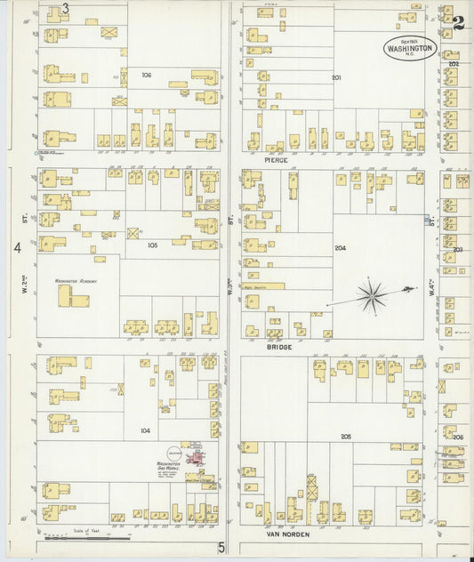 Sanborn Fire Insurance Map from Washington, Beaufort County, North Carolina (1901), Sheet #0002 - Historic Sanborn Fire Insurance Map Print, vintage old map wall art, antique decor, genealogy gift, Washington Washington map