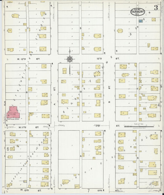Sanborn Fire Insurance Map from Fairbury, Jefferson County, Nebraska (1921), Sheet #0003 - Historic Sanborn Fire Insurance Map Print, vintage old map wall art, antique decor, genealogy gift, Nebraska Nebraska map