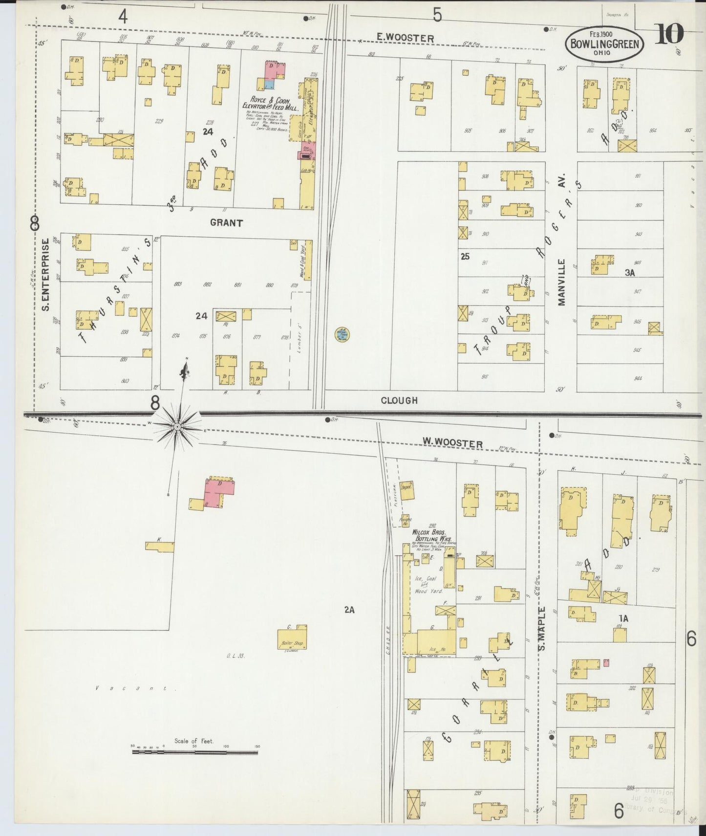 Sanborn Fire Insurance Map from Bowling Green, Wood County, Ohio (1900), Sheet #0010 - Historic Sanborn Fire Insurance Map Print, vintage old map wall art, antique decor, genealogy gift, Ohio Ohio map