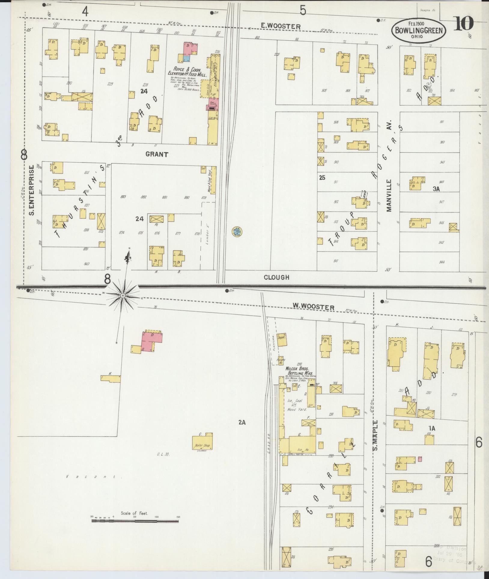 Sanborn Fire Insurance Map from Bowling Green, Wood County, Ohio (1900), Sheet #0010 - Historic Sanborn Fire Insurance Map Print, vintage old map wall art, antique decor, genealogy gift, Ohio Ohio map