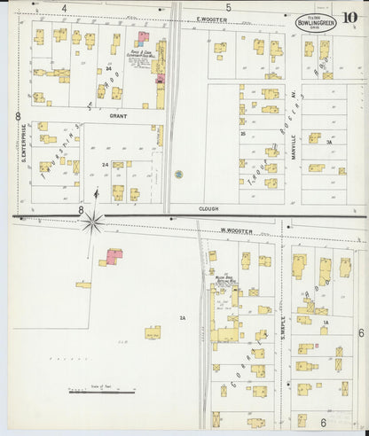 Sanborn Fire Insurance Map from Bowling Green, Wood County, Ohio (1900), Sheet #0010 - Historic Sanborn Fire Insurance Map Print, vintage old map wall art, antique decor, genealogy gift, Ohio Ohio map