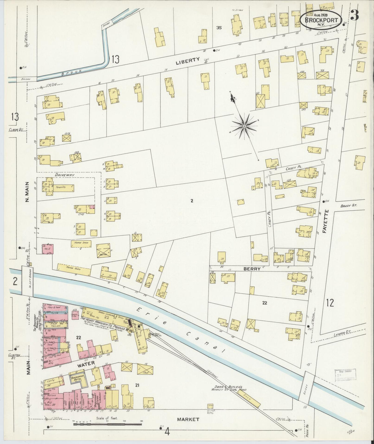 Sanborn Fire Insurance Map from Brockport, Monroe County, New York (1909), Sheet #0003 - Complete Map Set gallery image, historic Sanborn map, vintage wall art, New York New York