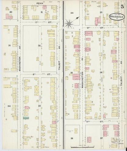 Sanborn Fire Insurance Map from Braddock, Allegheny County, Pennsylvania (1891), Sheet #0005 - Complete Map Set gallery image, historic Sanborn map, vintage wall art, Pennsylvania Pennsylvania