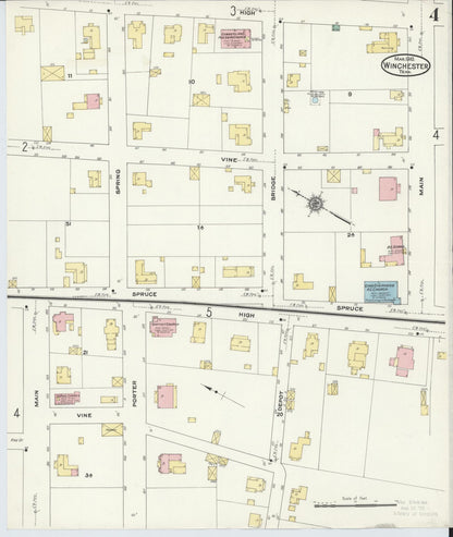 Sanborn Fire Insurance Map from Winchester, Franklin County, Tennessee (1910), Sheet #0004 - Complete Map Set gallery image, historic Sanborn map, vintage wall art, Tennessee Tennessee