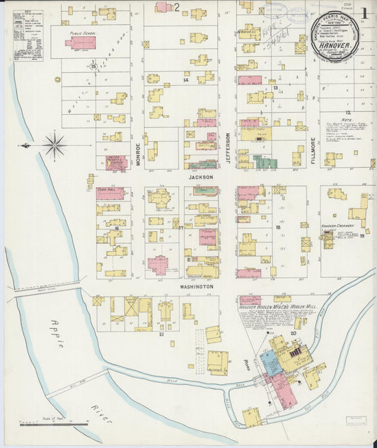 Sanborn Fire Insurance Map from Hanover, Jo Daviess County, Illinois (1898), Sheet #0001 - Complete Map Set gallery image, historic Sanborn map, vintage wall art, Illinois Illinois