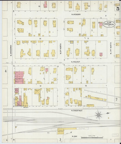 Sanborn Fire Insurance Map from Centralia, Marion, Clinton, Jefferson, and Washington Counties, Illinois (1902), Sheet #0005 - Complete Map Set gallery image, historic Sanborn map, vintage wall art, Illinois Illinois