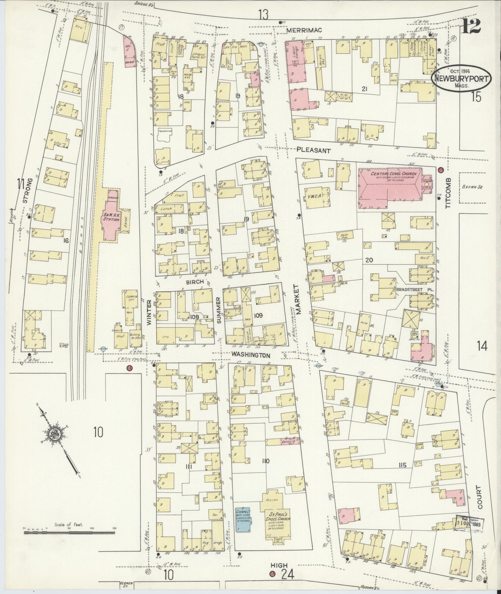Sanborn Fire Insurance Map from Newburyport, Essex County, Massachusetts (1914), Sheet #0012 - Complete Map Set gallery image, historic Sanborn map, vintage wall art, Massachusetts Massachusetts
