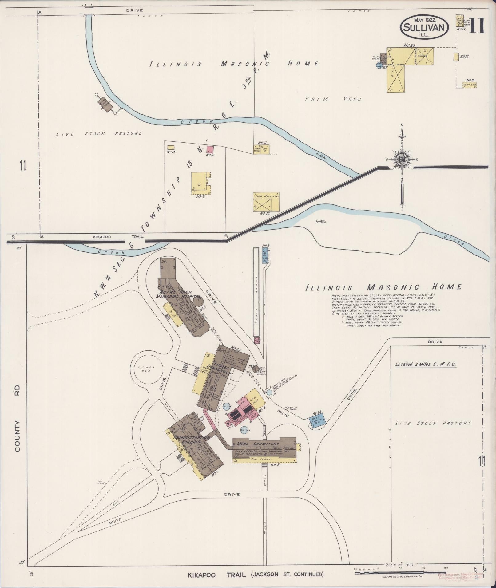 Sanborn Fire Insurance Map from Sullivan, Moultrie County, Illinois (1922), Sheet #0011 - Complete Map Set gallery image, historic Sanborn map, vintage wall art, Illinois Illinois