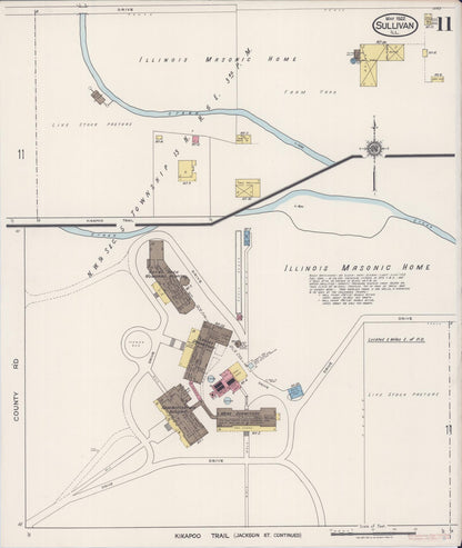 Sanborn Fire Insurance Map from Sullivan, Moultrie County, Illinois (1922), Sheet #0011 - Complete Map Set gallery image, historic Sanborn map, vintage wall art, Illinois Illinois