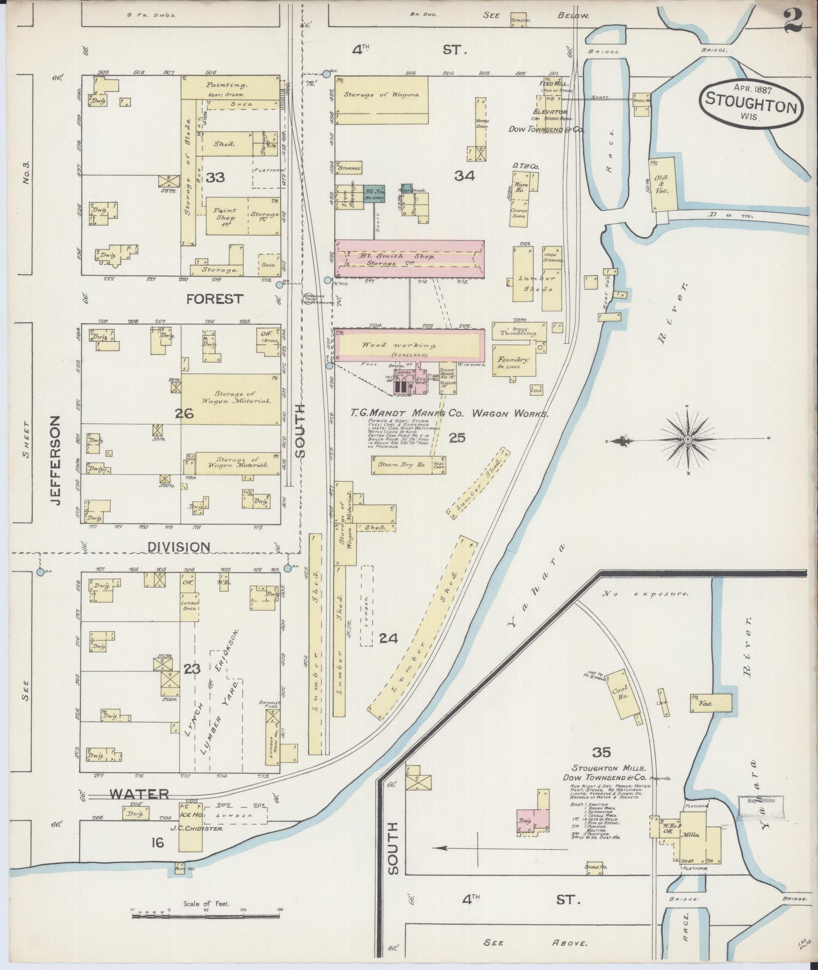 Sanborn Fire Insurance Map from Stoughton, Dane County, Wisconsin (1887), Sheet #0002 - Complete Map Set gallery image, historic Sanborn map, vintage wall art, Wisconsin Wisconsin