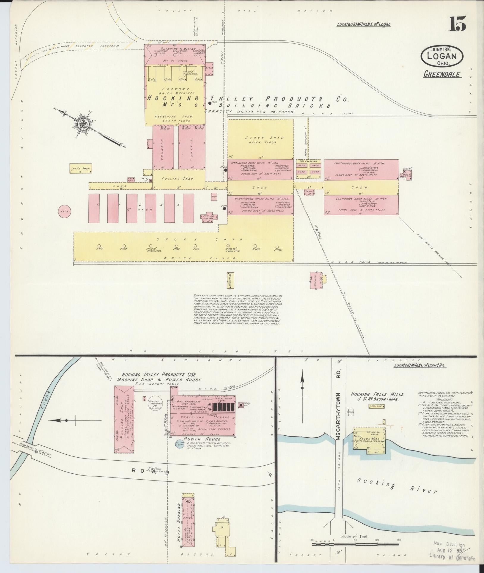 Sanborn Fire Insurance Map from Logan, Hocking County, Ohio (1914), Sheet #0015 - Complete Map Set gallery image, historic Sanborn map, vintage wall art, Ohio Ohio
