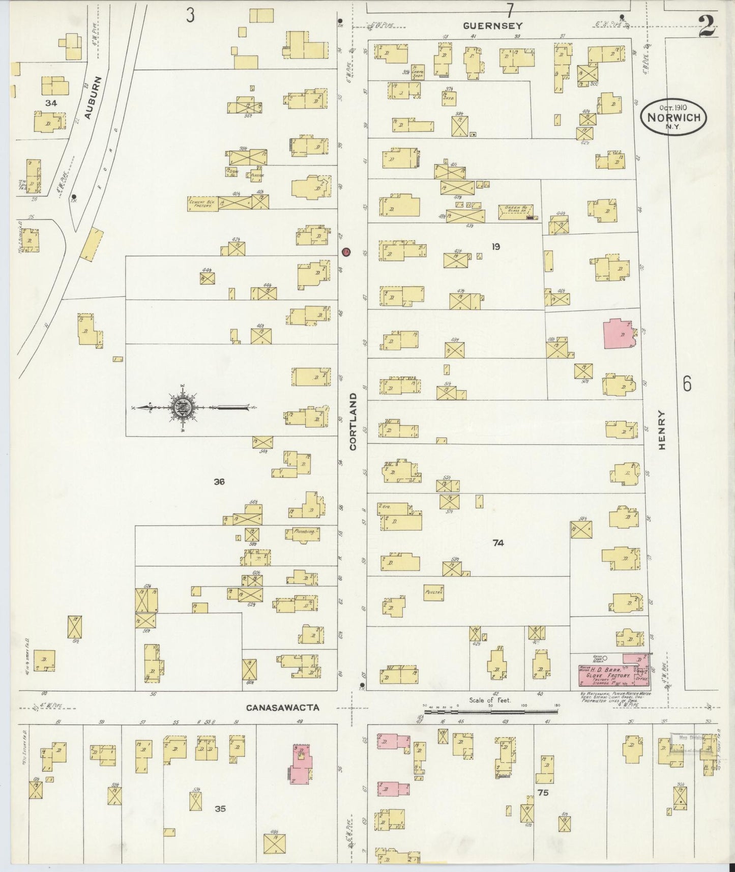 Sanborn Fire Insurance Map from Norwich, Chenango County, New York (1910), Sheet #0002 - Complete Map Set gallery image, historic Sanborn map, vintage wall art, New York New York