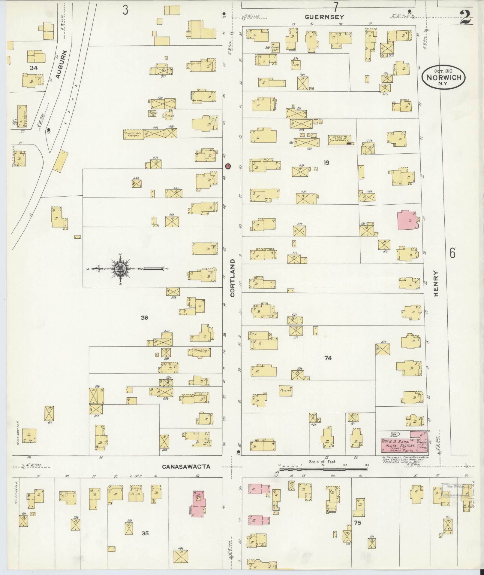 Sanborn Fire Insurance Map from Norwich, Chenango County, New York (1910), Sheet #0002 - Complete Map Set gallery image, historic Sanborn map, vintage wall art, New York New York