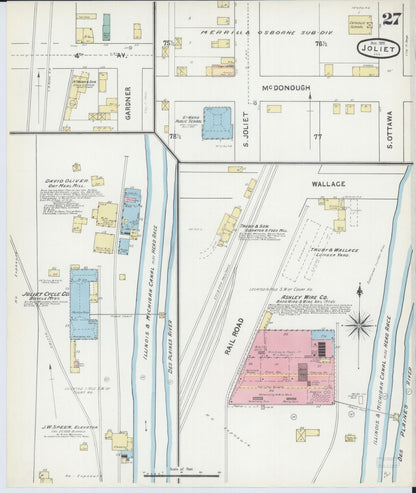 Sanborn Fire Insurance Map from Joliet, Will County, Illinois (1891), Sheet #0027 - Complete Map Set gallery image, historic Sanborn map, vintage wall art, Illinois Illinois