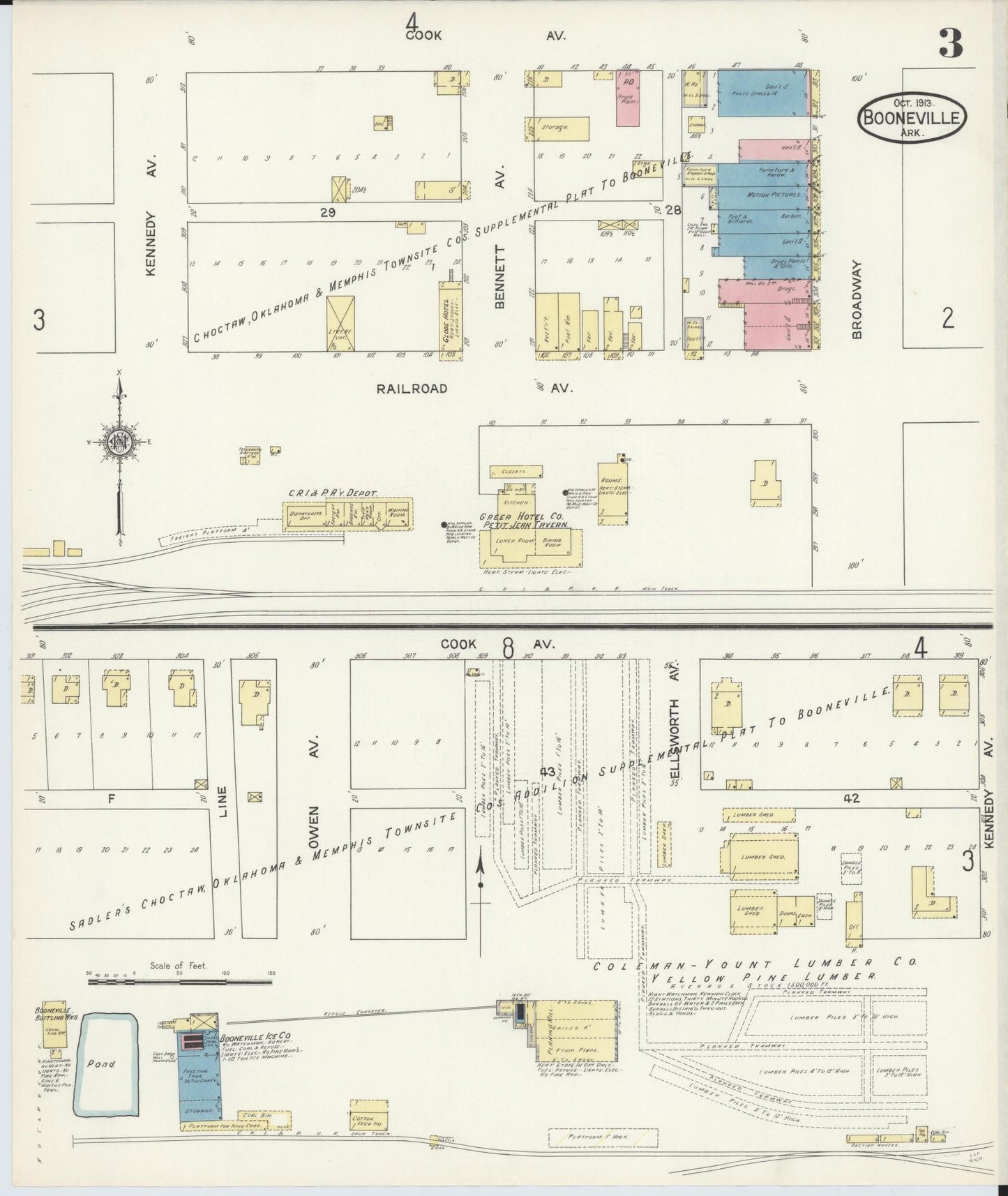 Sanborn Fire Insurance Map from Booneville, Logan County, Arkansas (1913), Sheet #0003 - Complete Map Set gallery image, historic Sanborn map, vintage wall art, Arkansas Arkansas