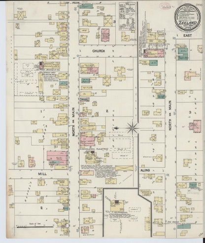 Sanborn Fire Insurance Map from Zeeland, Ottawa County, Michigan (1889), Sheet #0001 - Historic Sanborn Fire Insurance Map Print, vintage old map wall art, antique decor, genealogy gift, Michigan Michigan map