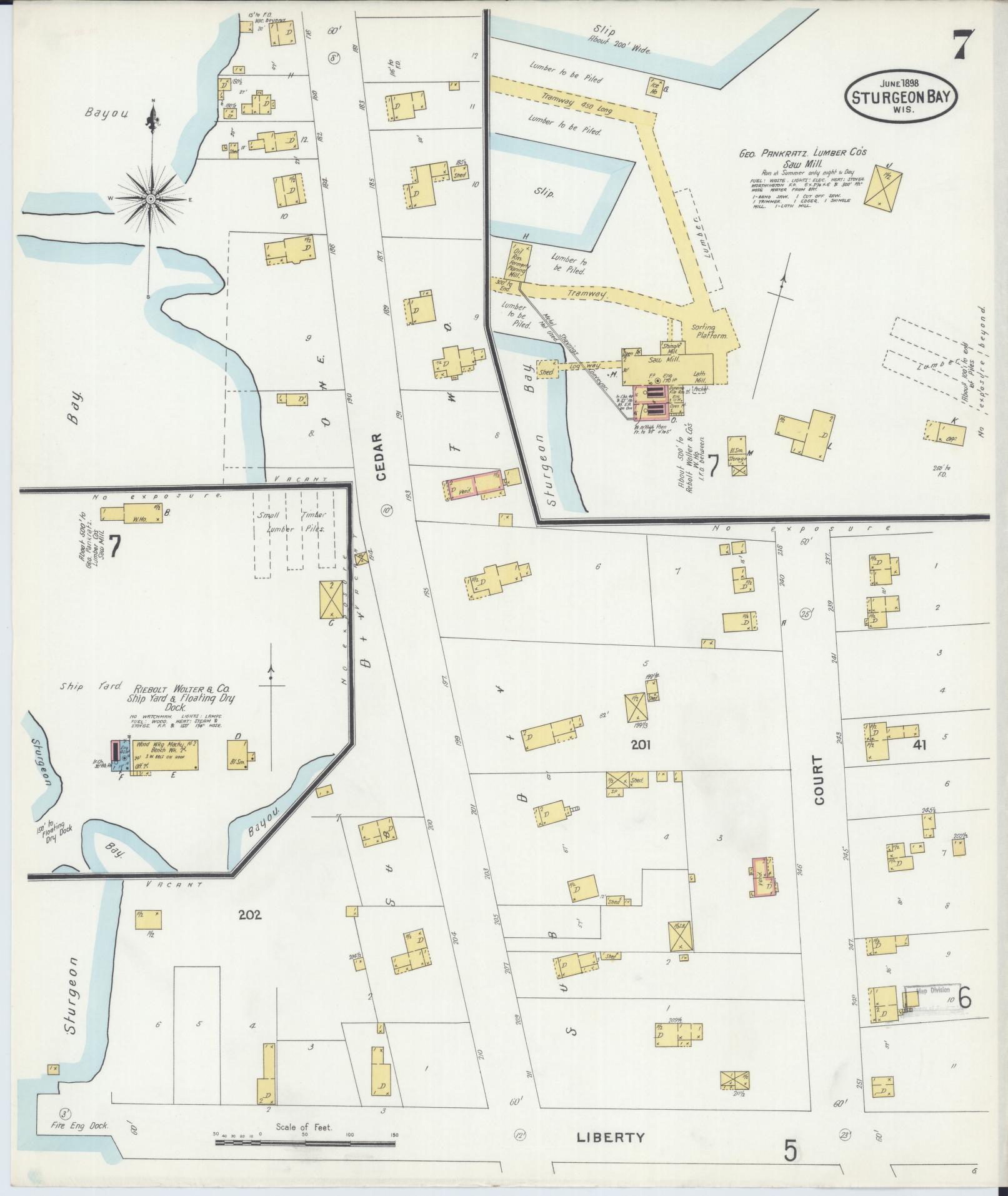 Sanborn Fire Insurance Map from Sturgeon Bay, Door County, Wisconsin (1898), Sheet #0007 - Complete Map Set gallery image, historic Sanborn map, vintage wall art, Wisconsin Wisconsin