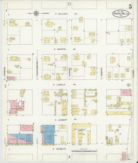 Sanborn Fire Insurance Map from Mineral Wells, Palo Pinto County, Texas (1912), Sheet #0005 - Historic Sanborn Fire Insurance Map Print, vintage old map wall art, antique decor, genealogy gift, Texas Texas map