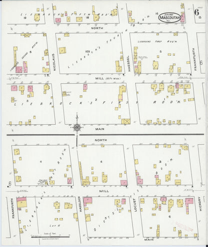 Sanborn Fire Insurance Map from Mascoutah, Saint Clair County, Illinois (1921), Sheet #0006 - Complete Map Set gallery image, historic Sanborn map, vintage wall art, Illinois Illinois