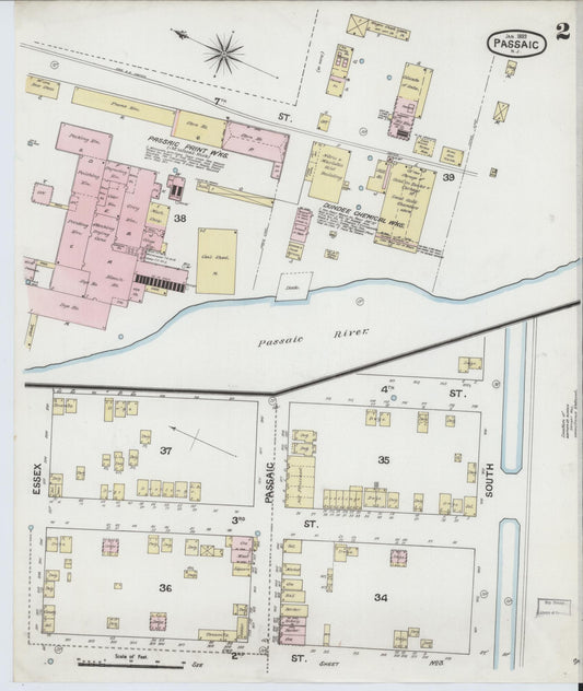 Sanborn Fire Insurance Map from Passaic, Passaic County, New Jersey (1889), Sheet #0002 - Complete Map Set gallery image, historic Sanborn map, vintage wall art, New Jersey New Jersey