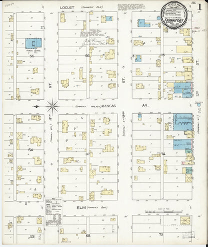 Sanborn Fire Insurance Map from Frankfort, Marshall County, Kansas (1893), Sheet #0001 - Complete Map Set gallery image, historic Sanborn map, vintage wall art, Kansas Kansas