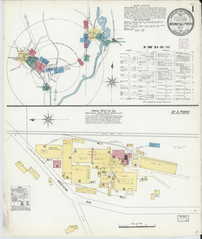 Sanborn Fire Insurance Map from Norway, Oxford County, Maine (1907), Sheet #0001 - Complete Map Set gallery image, historic Sanborn map, vintage wall art, Maine Maine