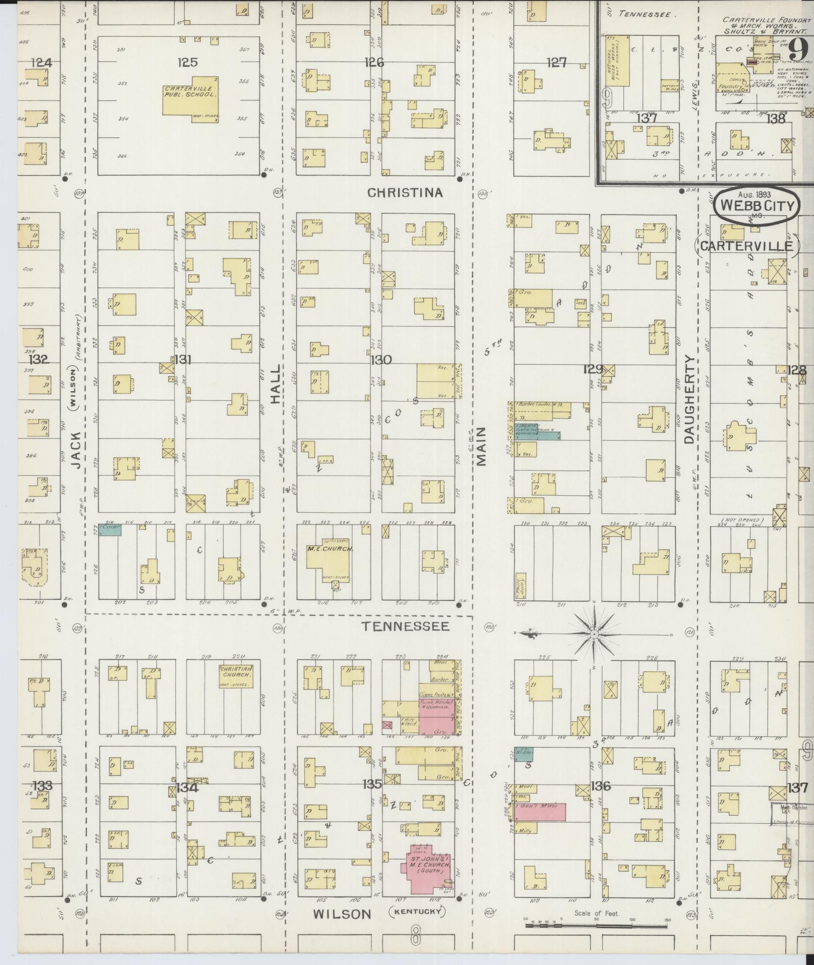 Sanborn Fire Insurance Map from Webb City, Jasper County, Missouri (1893), Sheet #0009 - Historic Sanborn Fire Insurance Map Print, vintage old map wall art, antique decor, genealogy gift, Missouri Missouri map