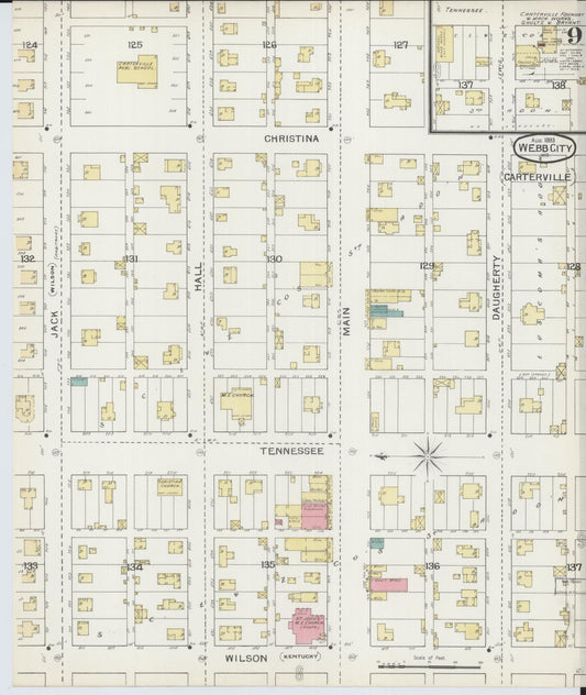 Sanborn Fire Insurance Map from Webb City, Jasper County, Missouri (1893), Sheet #0009 - Historic Sanborn Fire Insurance Map Print, vintage old map wall art, antique decor, genealogy gift, Missouri Missouri map