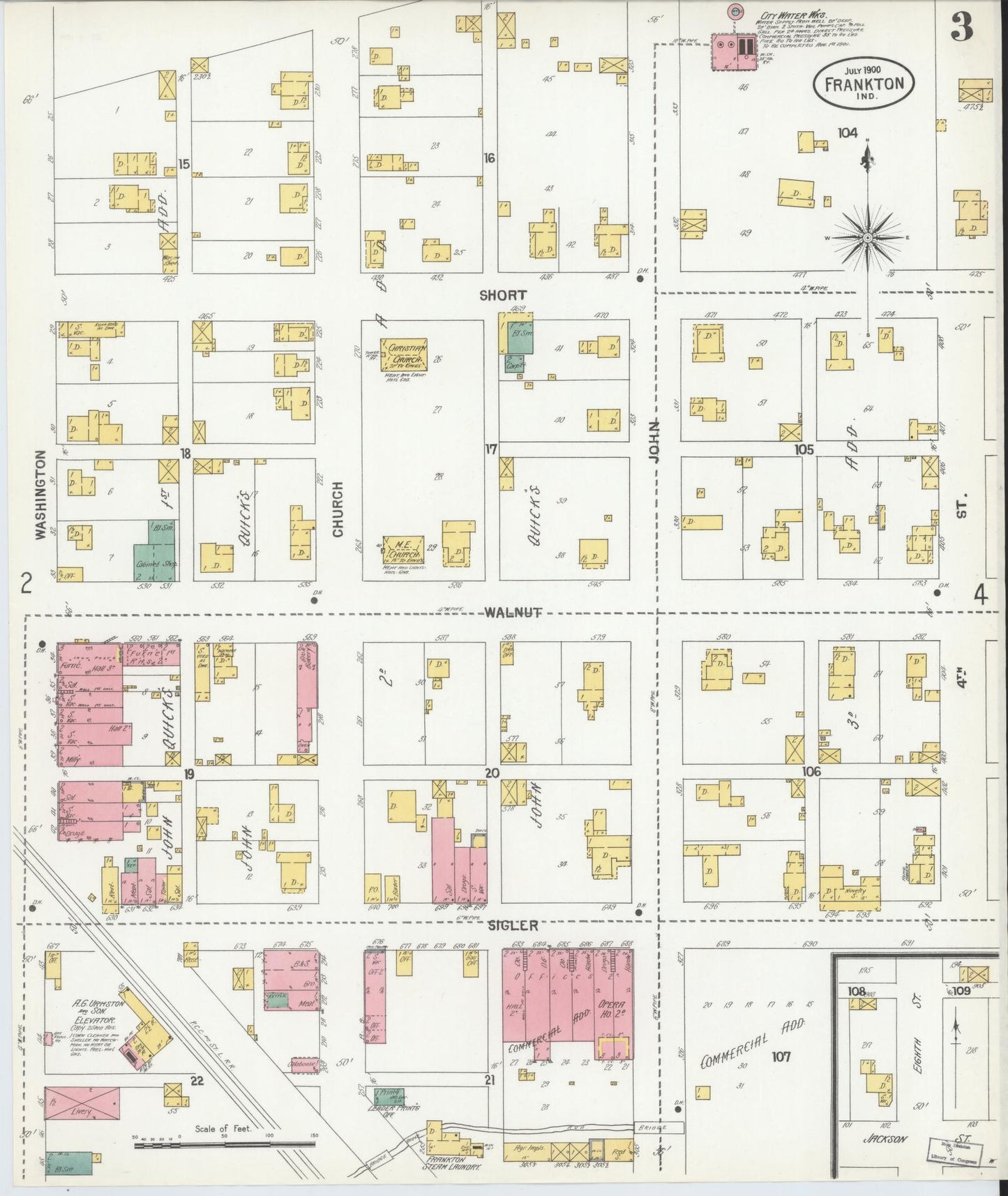 Sanborn Fire Insurance Map from Frankton, Madison County, Indiana (1900), Sheet #0003 - Historic Sanborn Fire Insurance Map Print, vintage old map wall art, antique decor, genealogy gift, Indiana Indiana map