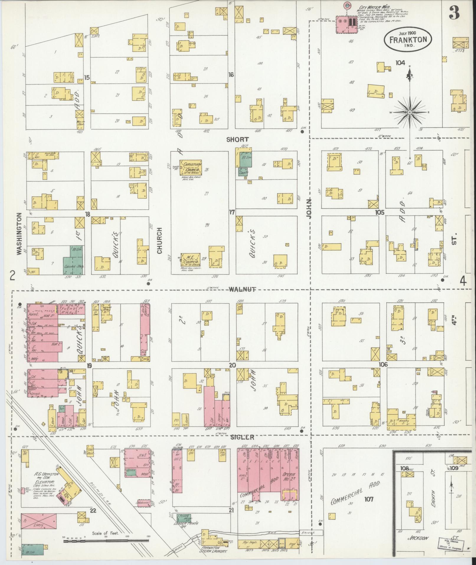 Sanborn Fire Insurance Map from Frankton, Madison County, Indiana (1900), Sheet #0003 - Historic Sanborn Fire Insurance Map Print, vintage old map wall art, antique decor, genealogy gift, Indiana Indiana map