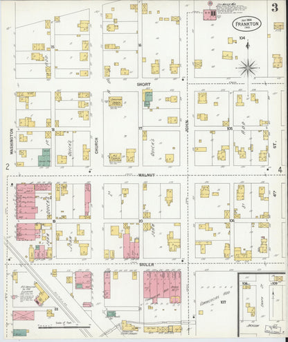 Sanborn Fire Insurance Map from Frankton, Madison County, Indiana (1900), Sheet #0003 - Historic Sanborn Fire Insurance Map Print, vintage old map wall art, antique decor, genealogy gift, Indiana Indiana map