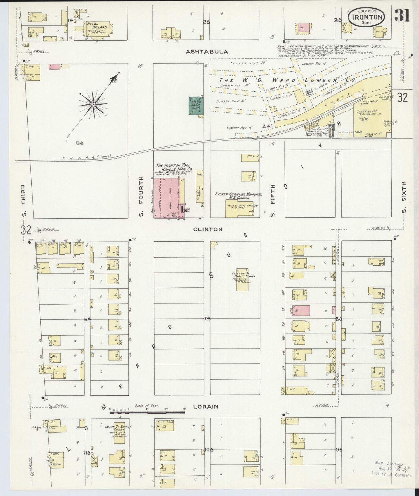 Sanborn Fire Insurance Map from Ironton, Lawrence County, Ohio (1909), Sheet #0031 - Historic Sanborn Fire Insurance Map Print, vintage old map wall art, antique decor, genealogy gift, Ohio Ohio map