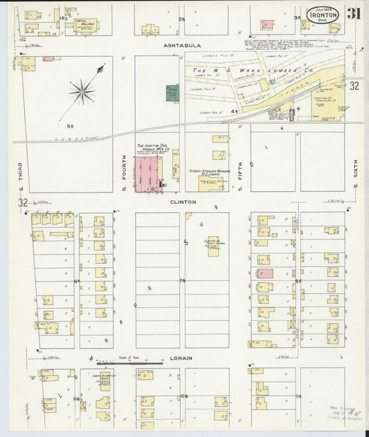 Sanborn Fire Insurance Map from Ironton, Lawrence County, Ohio (1909), Sheet #0031 - Historic Sanborn Fire Insurance Map Print, vintage old map wall art, antique decor, genealogy gift, Ohio Ohio map