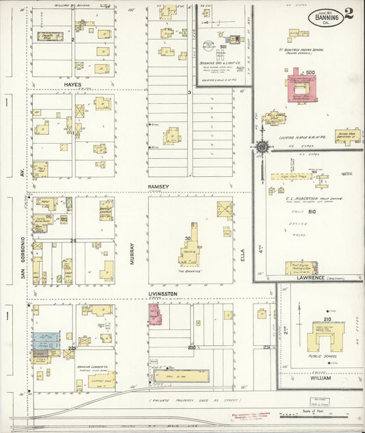 Sanborn Fire Insurance Map from Banning, Riverside County, California (1911), Sheet #0002 - Historic Sanborn Fire Insurance Map Print, vintage old map wall art, antique decor, genealogy gift, California California map